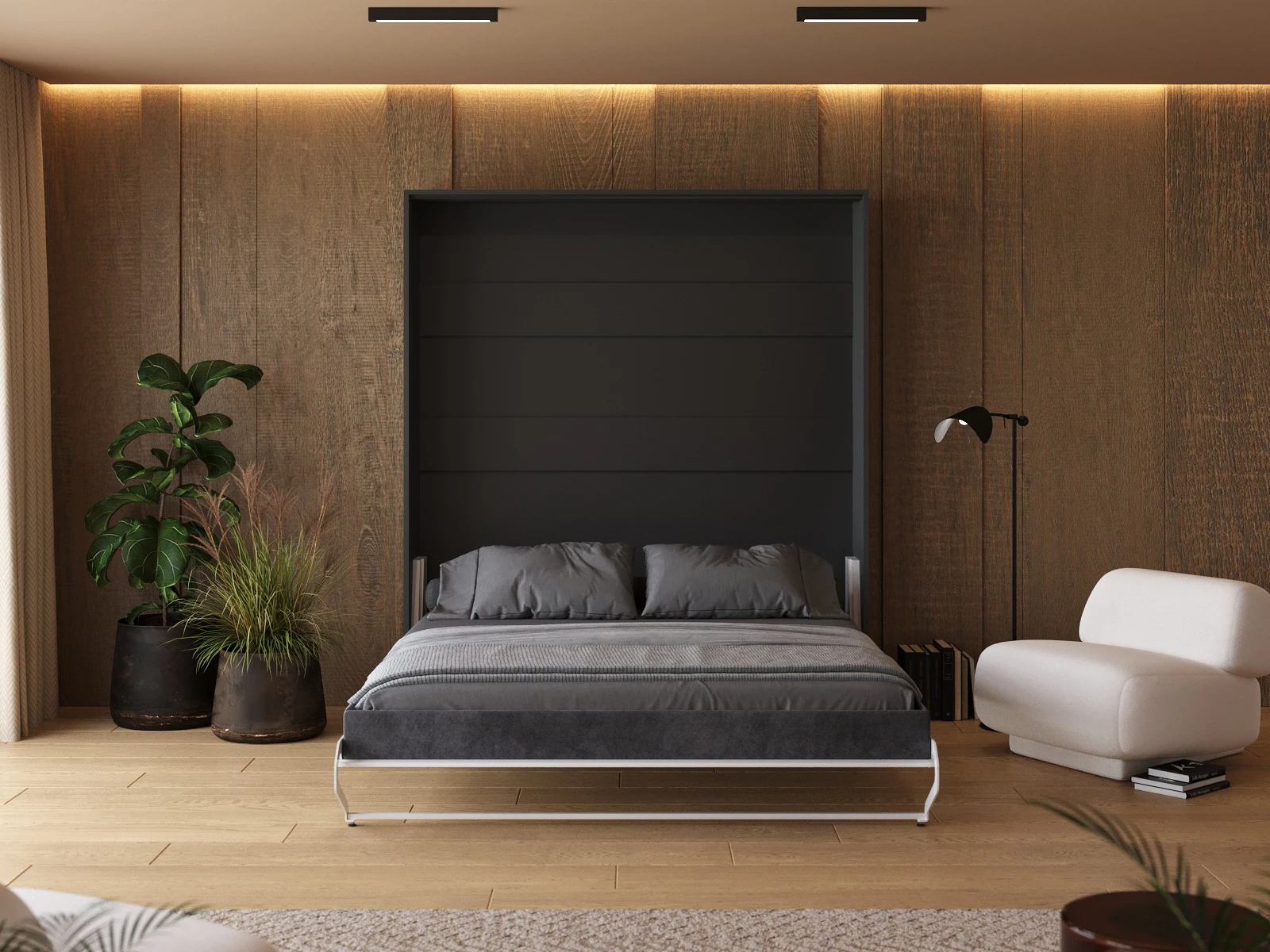 Murphy Bed 160x200 Vertical (M1 40cm depth) Anthracite / Mirror picture 5