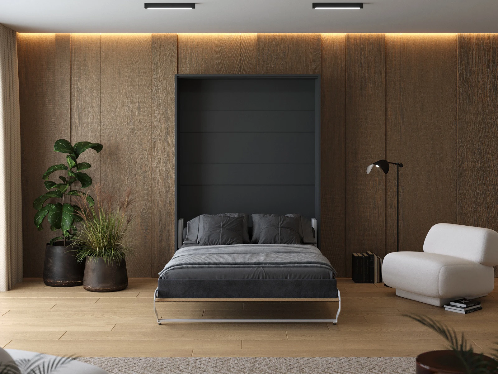 Murphy Bed 140x200 Vertical (M1 40cm depth) Anthracite I Kaiserberg Oak picture 5