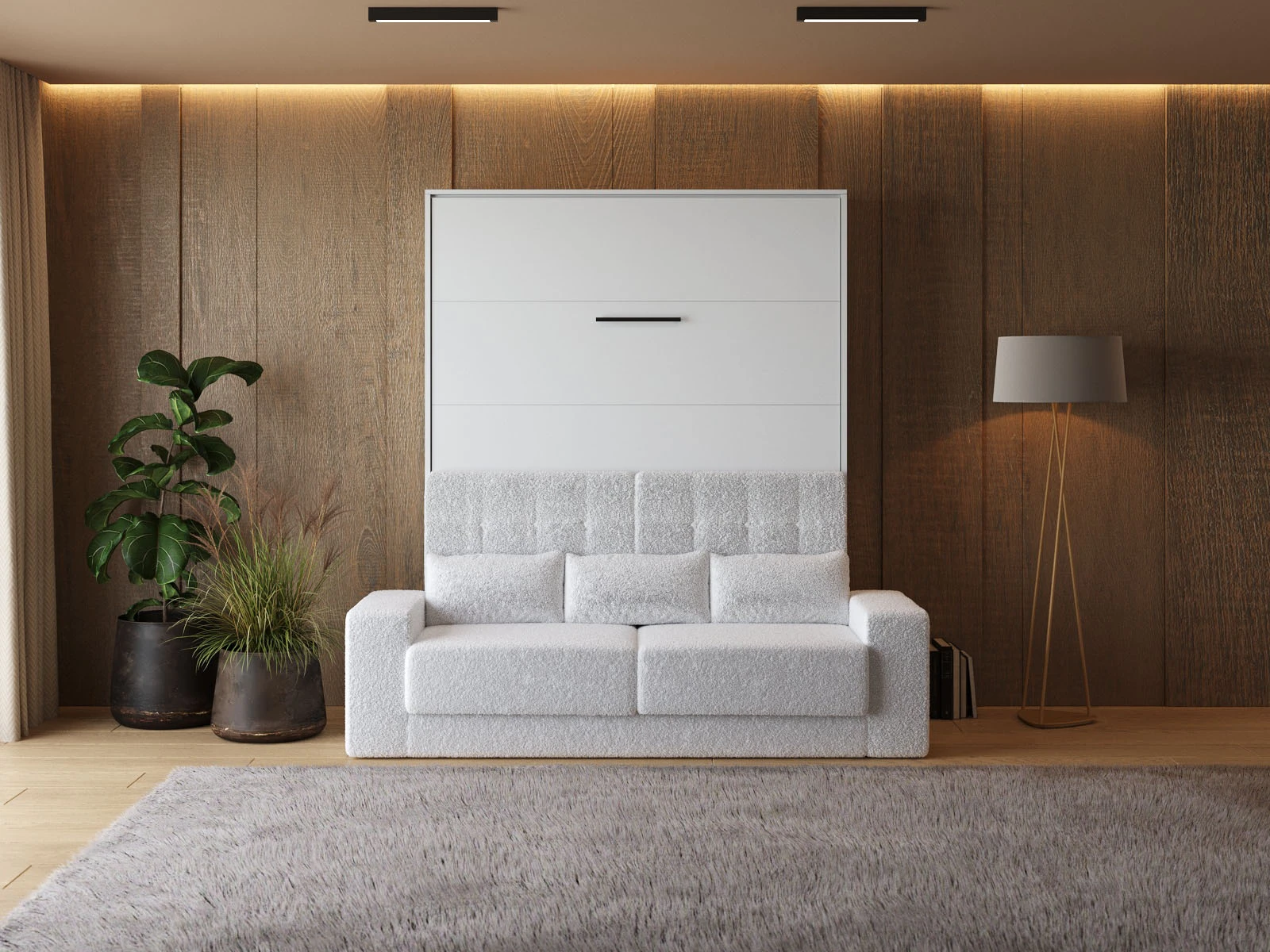 Murphy Bed with Sofa White (M1 40cm depth) 160x200 Vertical White picture 3