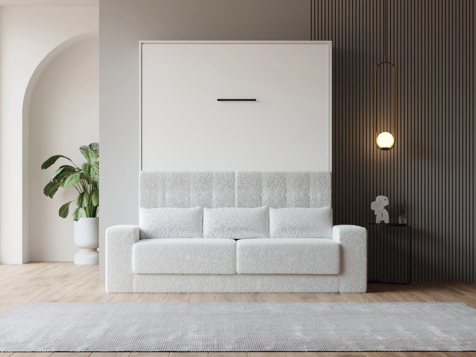 Murphy Bed with Sofa White (M1 40cm depth) 160x200 Vertical White picture 3